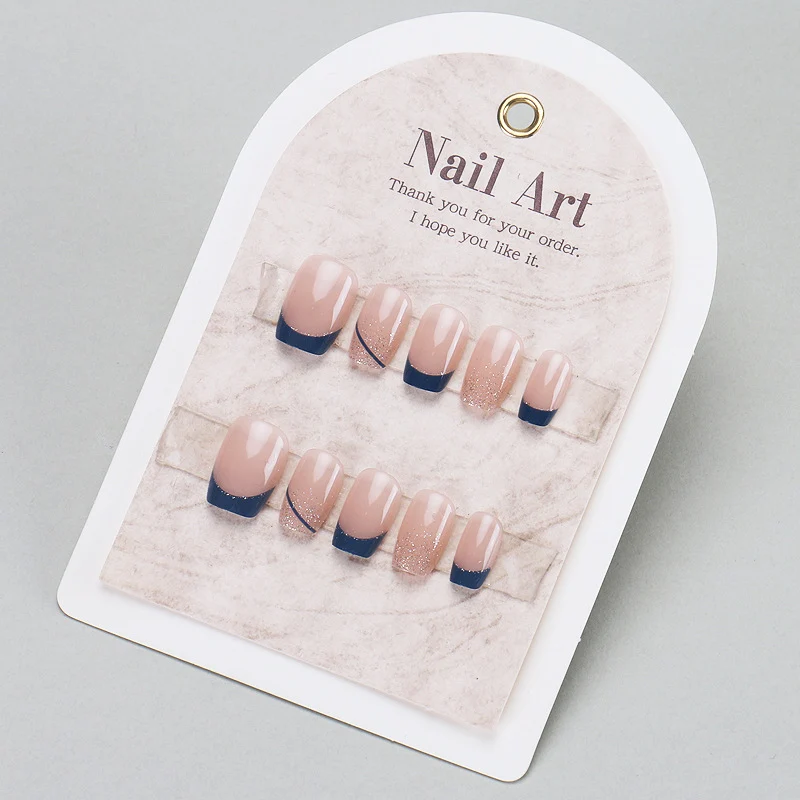 Premium Press-On Nail Set with Elegant Glitter and French Tips Stornfield