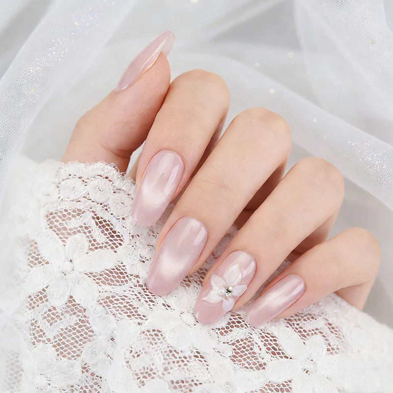 Premium Press-On Nail Art Set with Floral Embellishments Stornfield