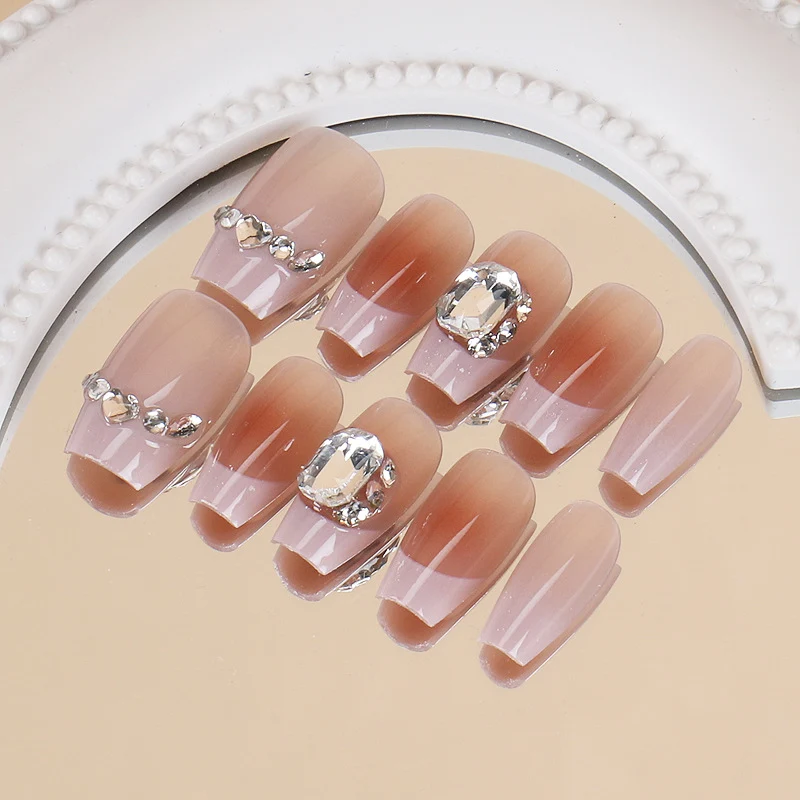 Premium Ombre Press-On Nail Set with Rhinestone Accents Stornfield