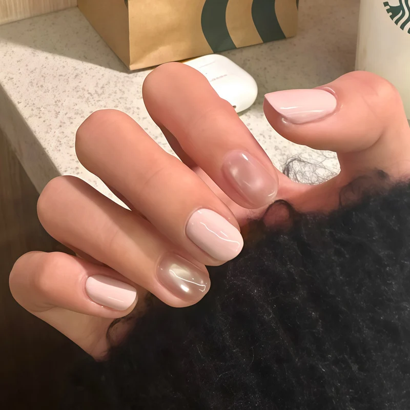 Premium Glossy Natural Press-On Nail Set Stornfield