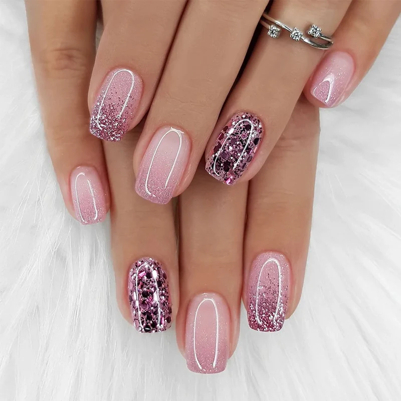 Premium Glitter Ombre Press-On Nails Stornfield