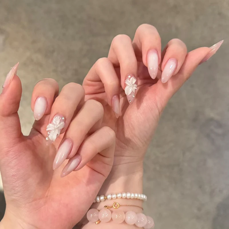 Premium Floral Embellished Stiletto Nail Set Stornfield