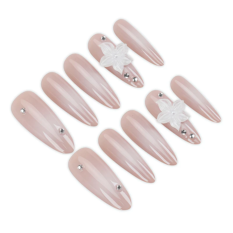 Premium Floral Embellished Stiletto Nail Set Stornfield
