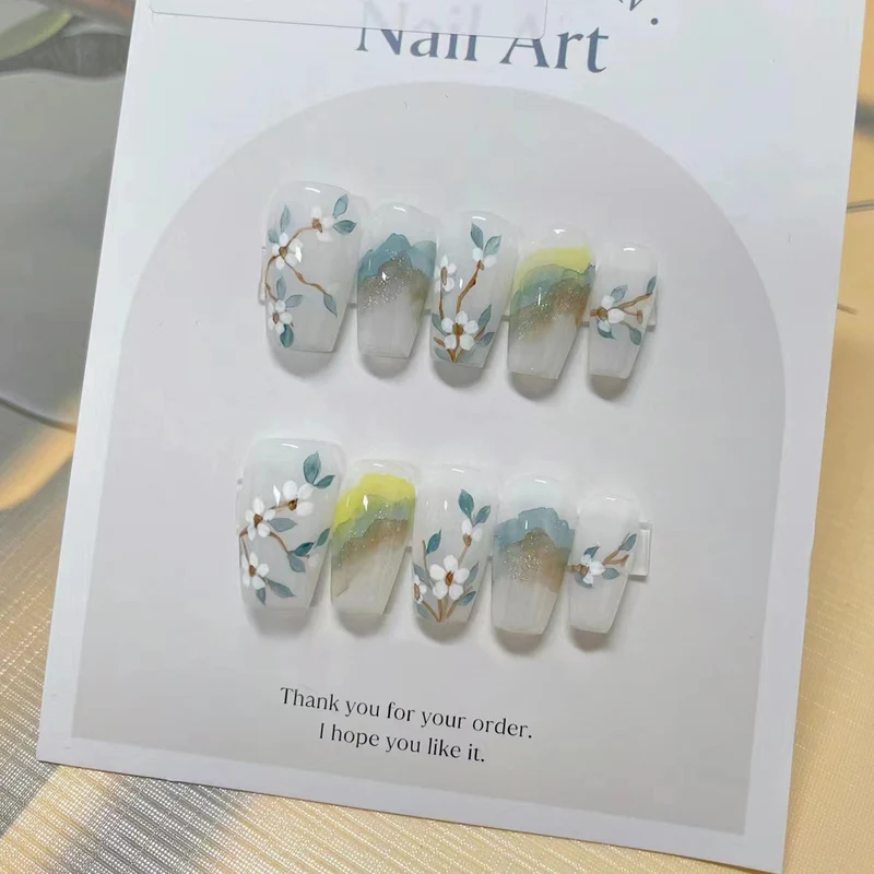 Premium Floral Design Press-On Nails Stornfield