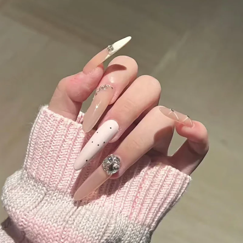 Premium Decorative Stiletto Press-On Nails with Rhinestone Accents Stornfield