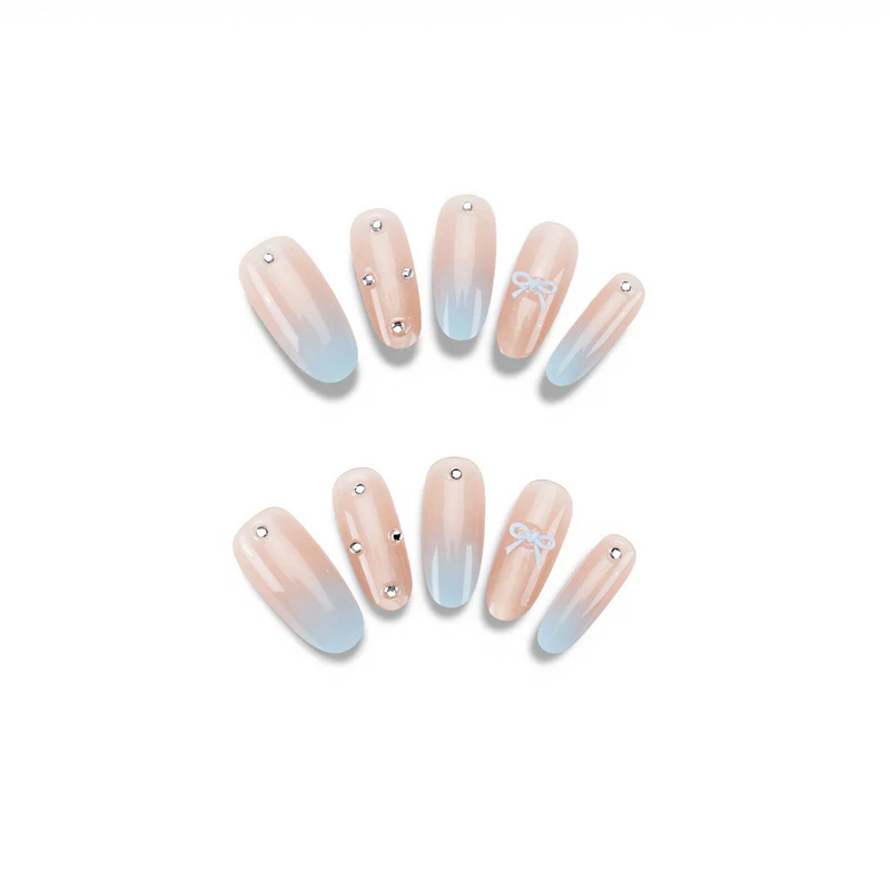 Premium Decorative Press-On Nail Set with Rhinestone Embellishments Stornfield