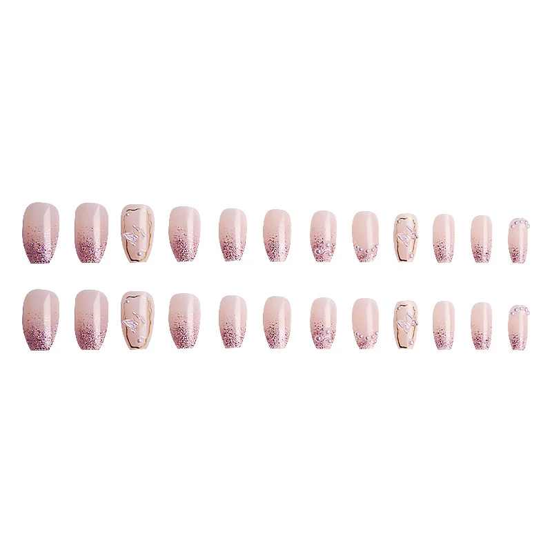 Premium Decorative Press-On Nail Set with Butterfly Accents Stornfield
