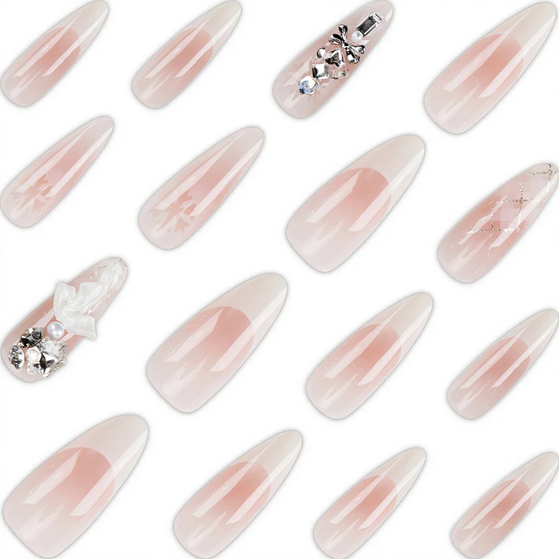 Premium Decorative Press-On Nail Art with Floral and Rhinestone Accents Stornfield