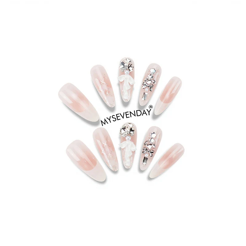 Premium Decorative Press-On Nail Art with Floral and Rhinestone Accents Stornfield