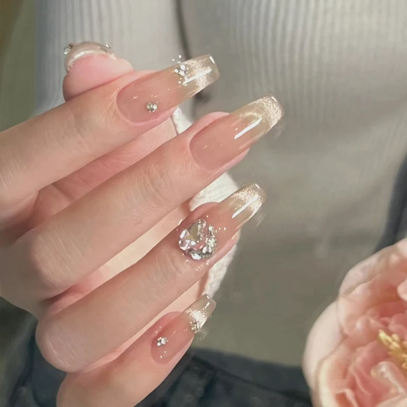 Premium Crystal-Embellished Press-On Nail Set Stornfield