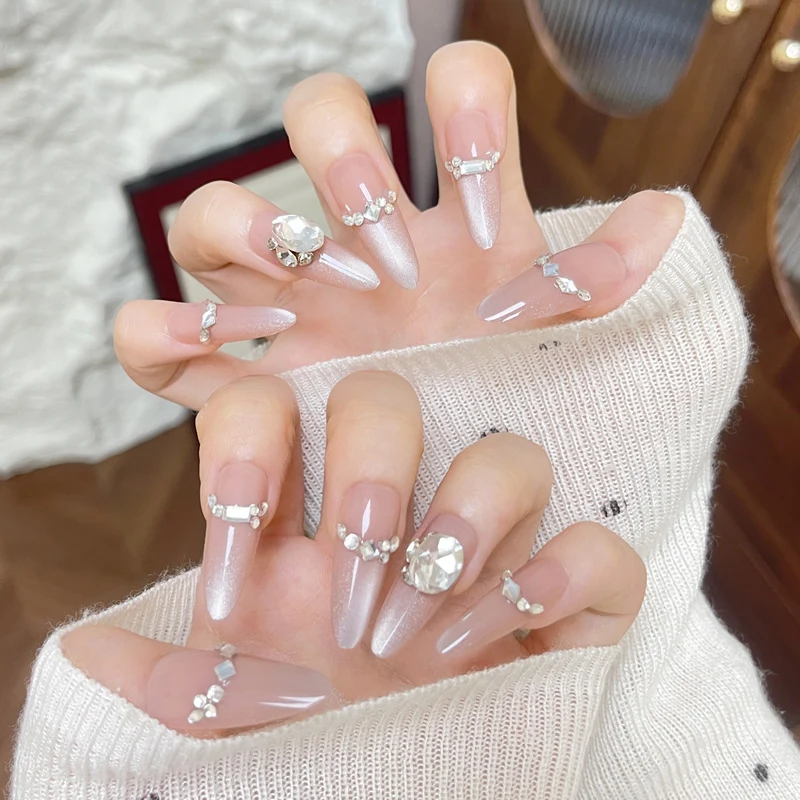 Premium Artistic Long Stiletto Nail Tips with Intricate Embellishments Stornfield