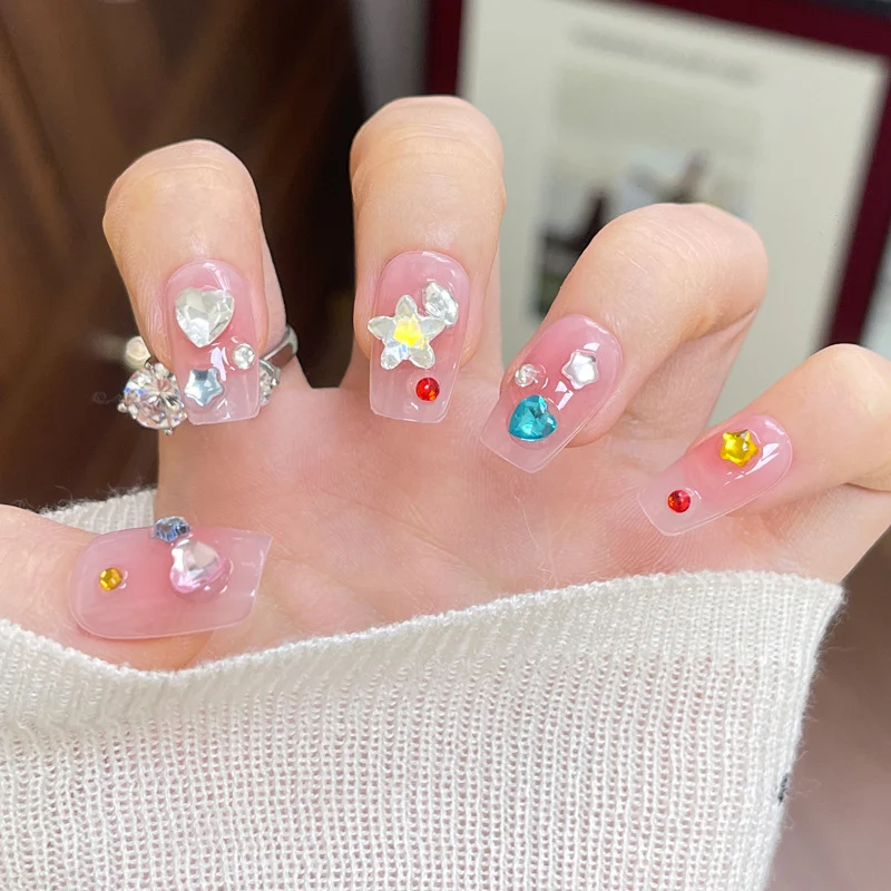 Premium Artistic Long Stiletto Nail Tips with Intricate Embellishments Stornfield