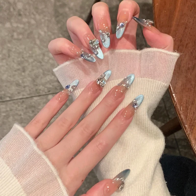 Premium Artistic Long Stiletto Nail Tips with Intricate Embellishments Stornfield