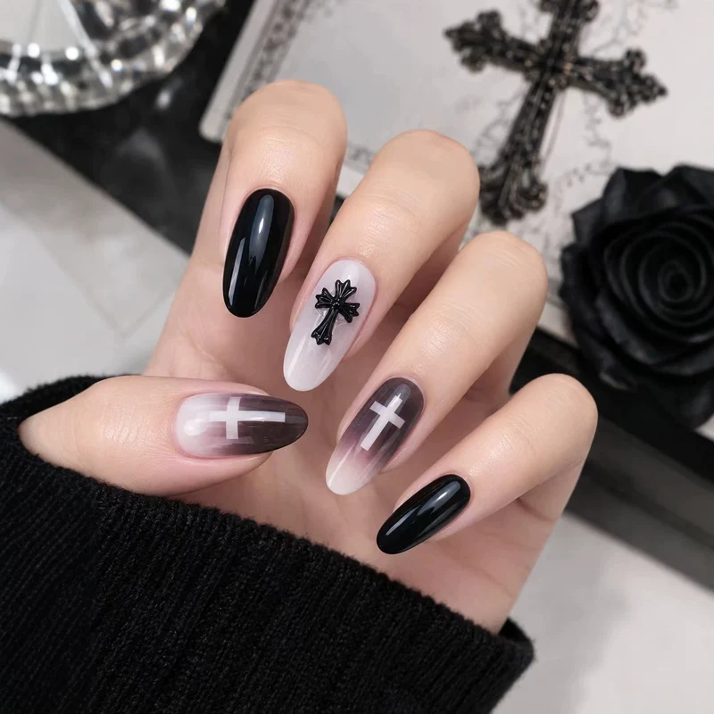 Gothic Cross-Themed Press-On Nails Stornfield