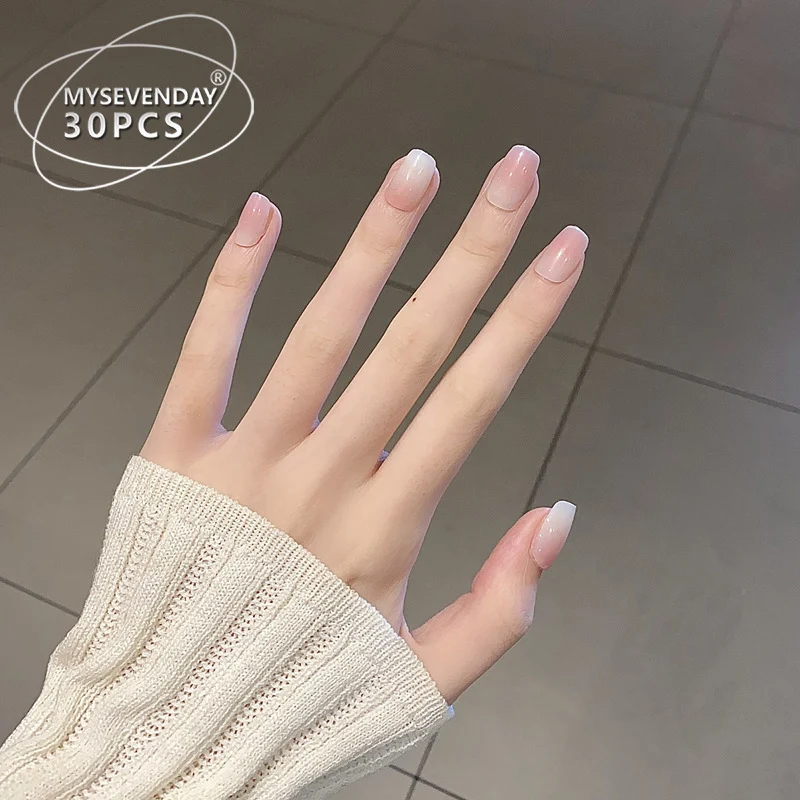 Glossy Press-On Nail Set with Elegant French Tips Stornfield