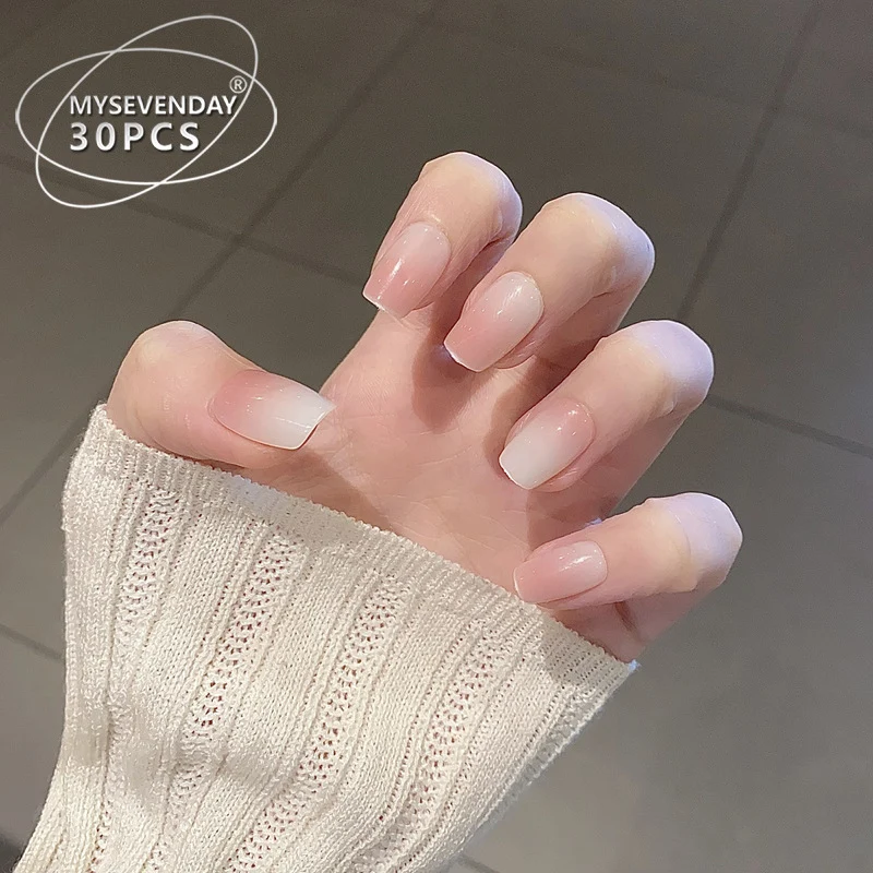 Glossy Press-On Nail Set with Elegant French Tips Stornfield