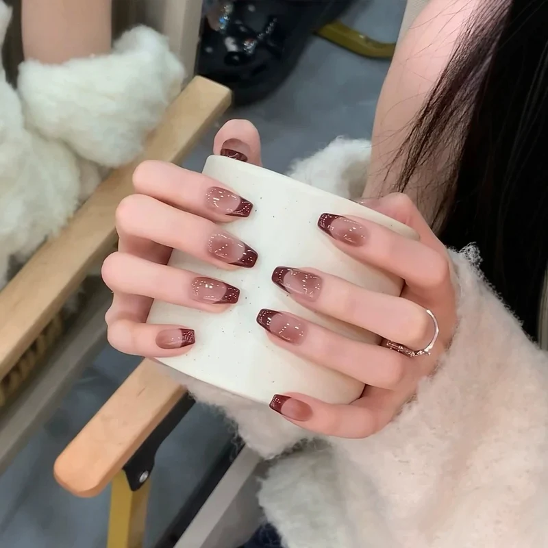 Glossy Ombre French Tip Press-On Nails Stornfield