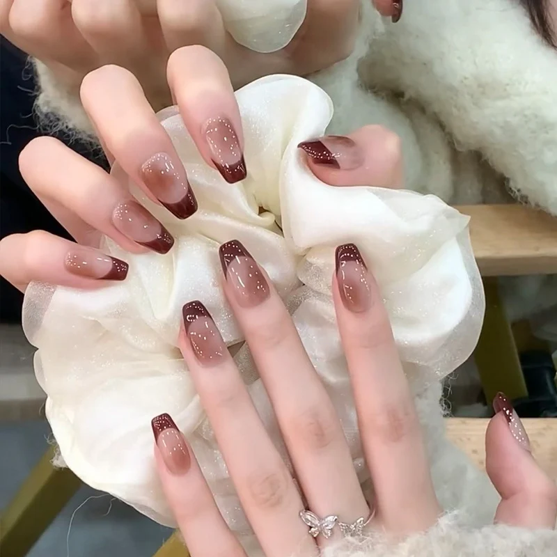 Glossy Ombre French Tip Press-On Nails Stornfield