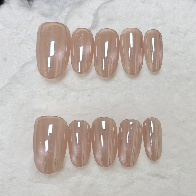 Glossy Nail Art with Subtle Stripes Stornfield