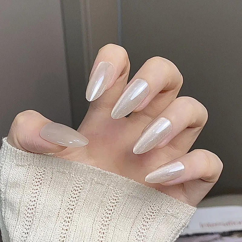 Glossy Nail Art Set with Sparkling Glitter Accents Stornfield