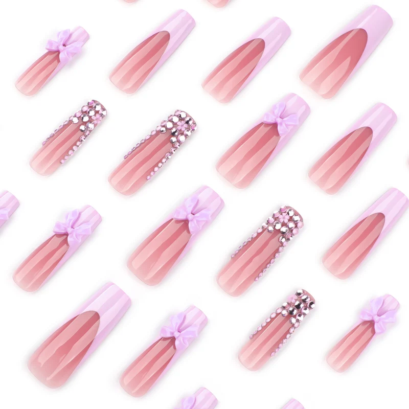 Artful Nail Art with Rhinestone Accents and Bows Stornfield