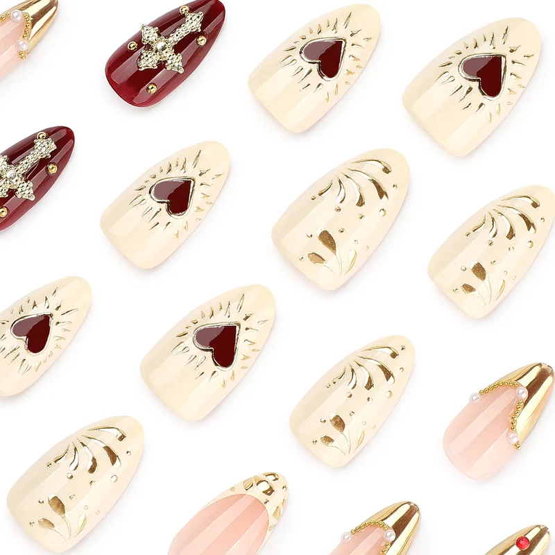 Artful nail art with rhinestone and gold accents Stornfield