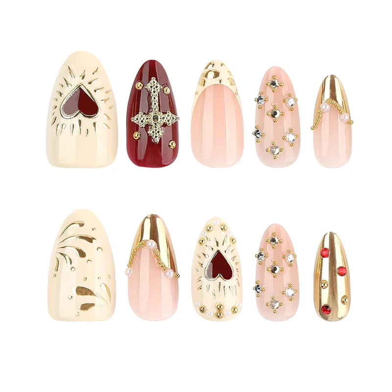 Artful nail art with rhinestone and gold accents Stornfield