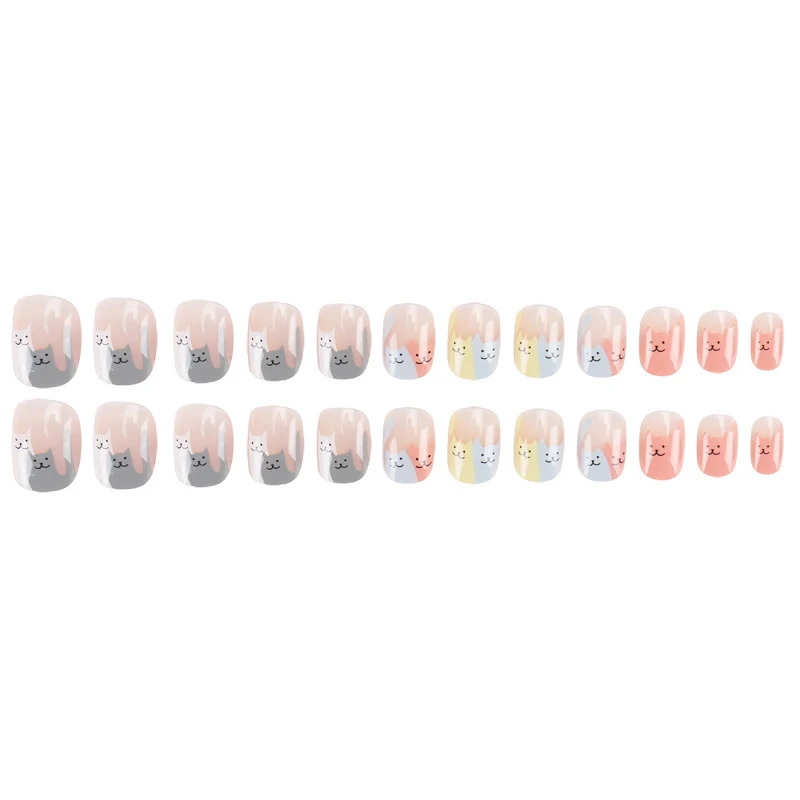 Playful Cat-Themed Press-On Nails Stornfield