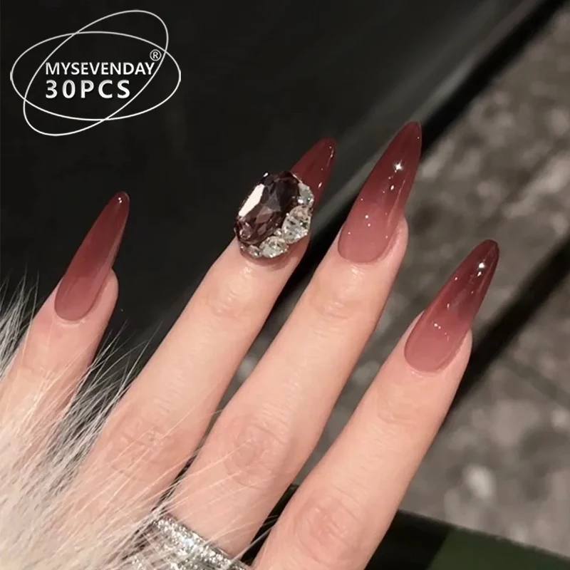 Ombre Stiletto Press-On Nails with Rhinestone Accents Stornfield