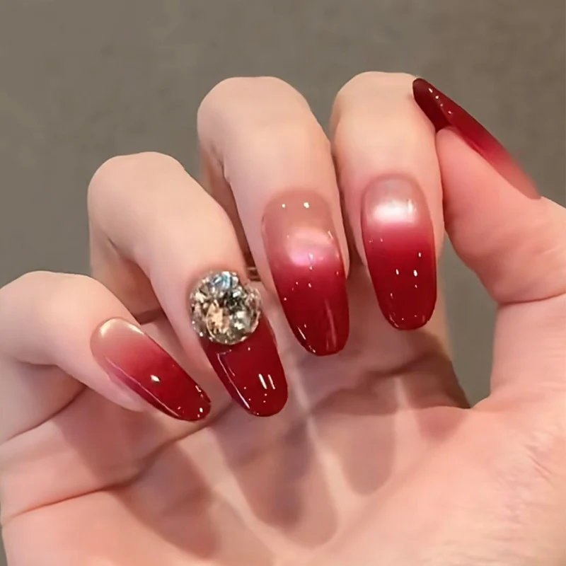 Ombre Press-On Nail Set with Rhinestone Accent Stornfield