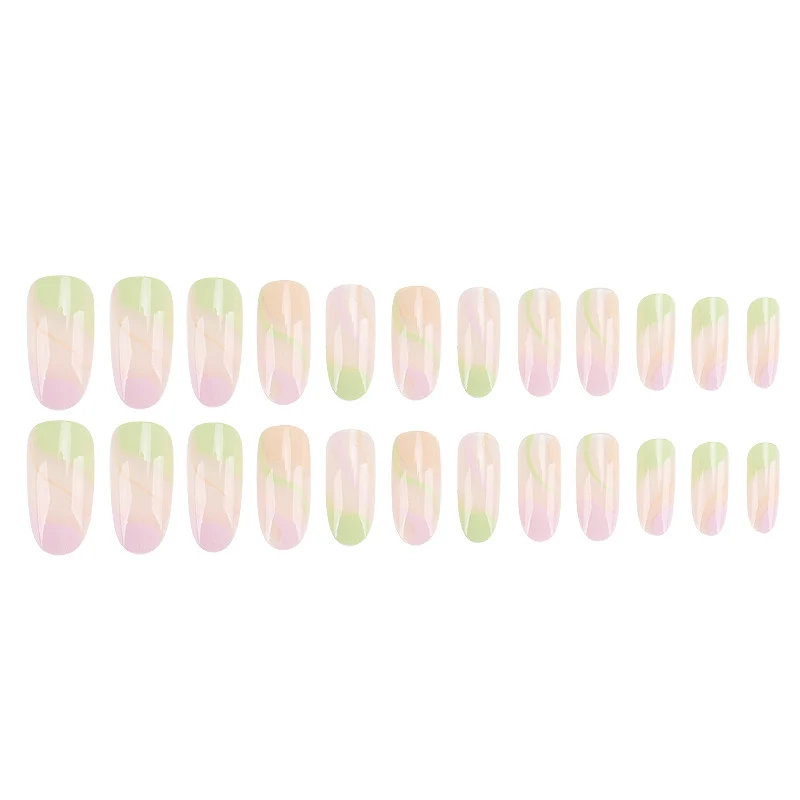 Künstlerisches Press-On-Nagelset mit gewelltem Design Karnz
