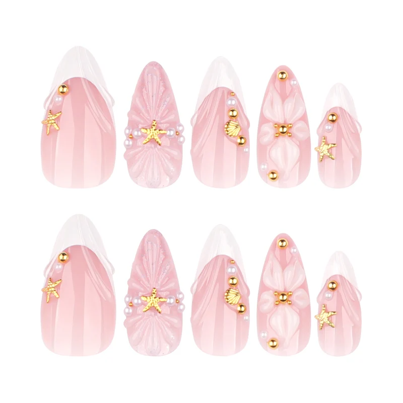 Artful nail art with shell and flower accents Stornfield