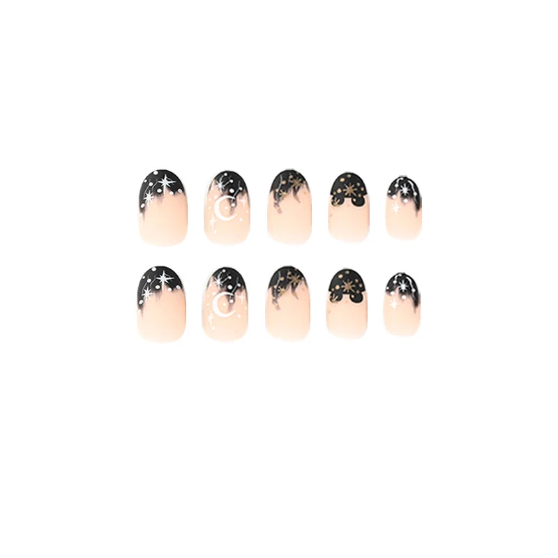 Artistic nail art with moon and star motifs Stornfield