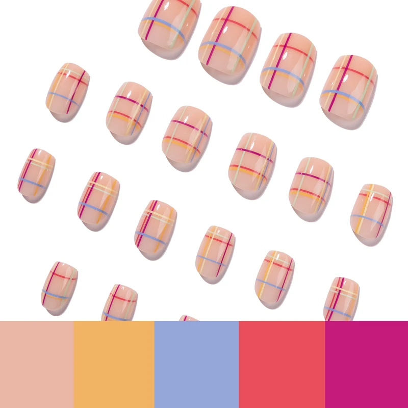 Artistic Nail Art with Modern Check Pattern Stornfield
