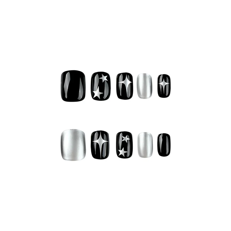 Artful Nail Art with Metallic and Star Motifs Stornfield