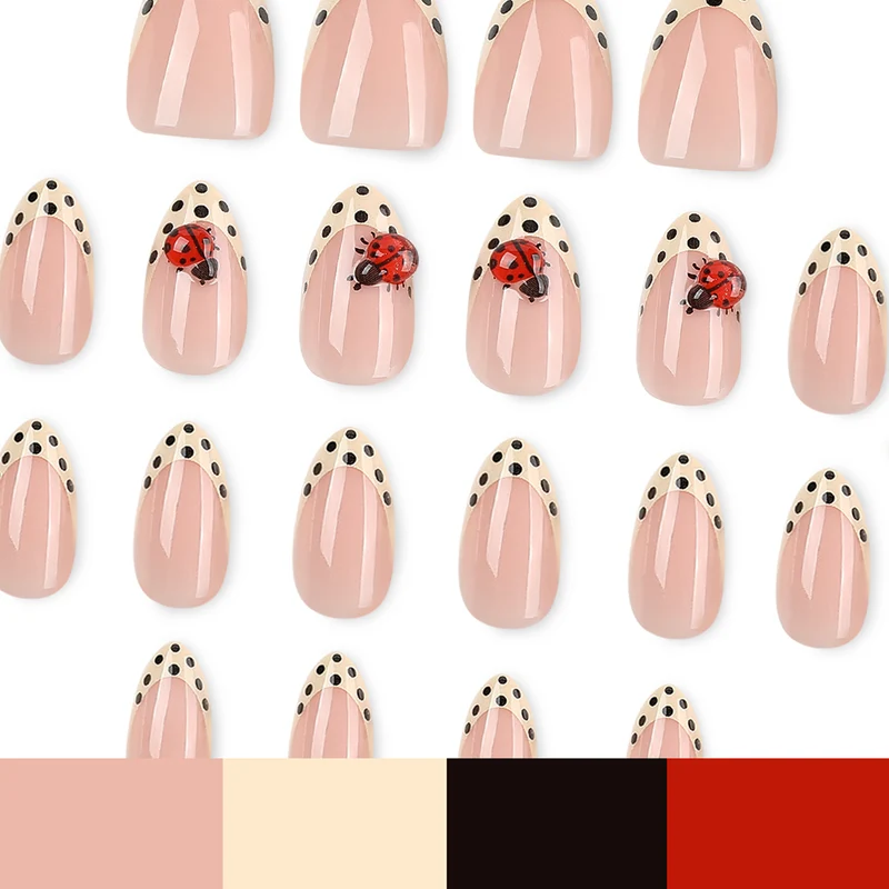 Artful nail art with ladybug motif and polka dots Stornfield