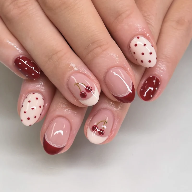 Artful Nail Art with Cherry Design Stornfield