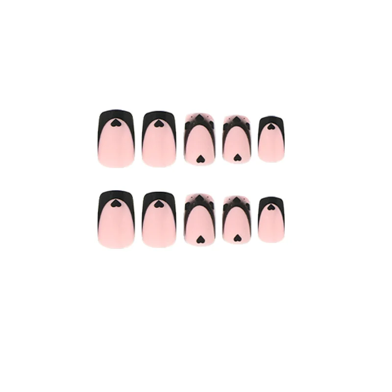 Artful Nail Art with Heart Motifs and Black-White Lace Stornfield