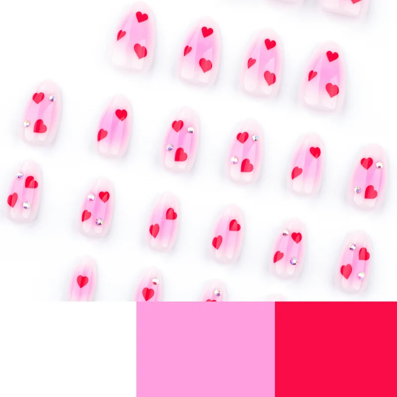 Artful nail art with heart motifs and glamorous details Stornfield
