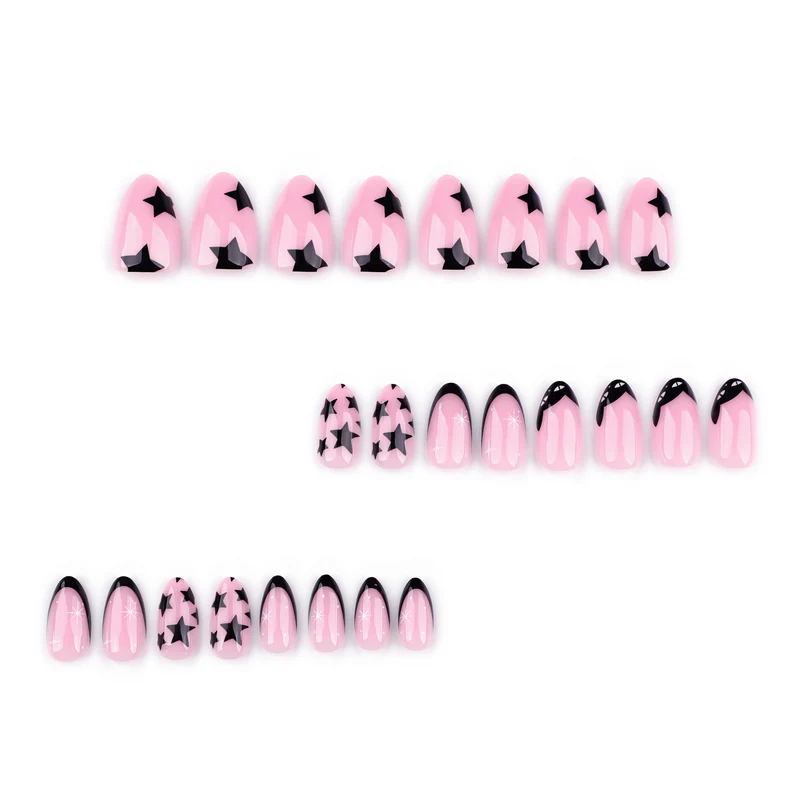 Artful Nail Art with Star and Black Tip Design Stornfield