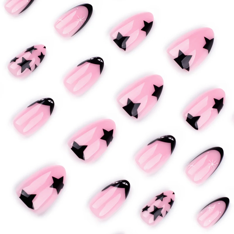 Artful Nail Art with Star and Black Tip Design Stornfield