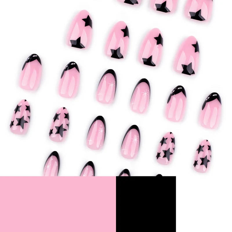 Artful Nail Art with Star and Black Tip Design Stornfield