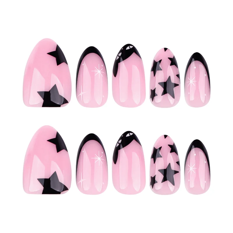 Artful Nail Art with Star and Black Tip Design Stornfield