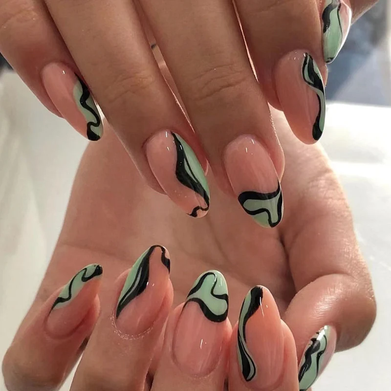 Artful Nail Art with Gentle Wave Patterns Stornfield