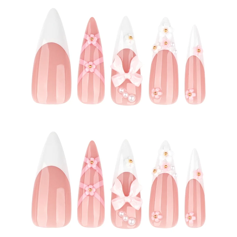 Artful Nail Art with Romantic Bows and Flowers Stornfield