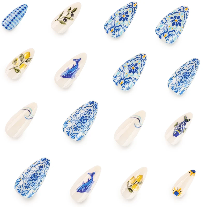 Artistic Nail Art with Fruit and Ocean Motifs Stornfield