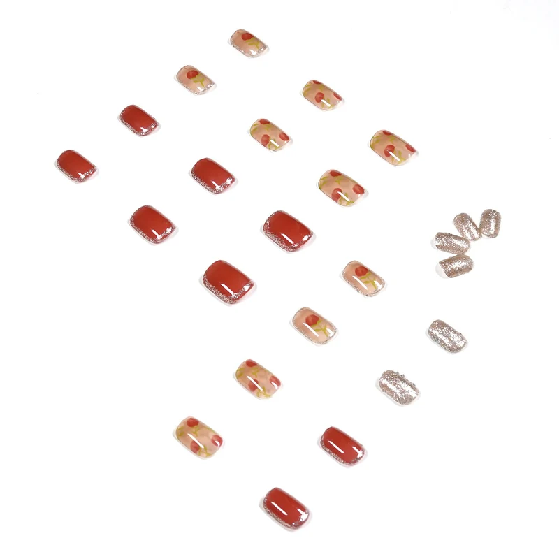 Artful nail art with natural gradient and floral accents Stornfield