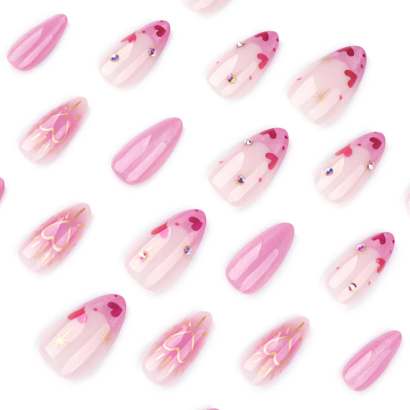 Artful Nail Art with Heart Design and Glitter Stornfield