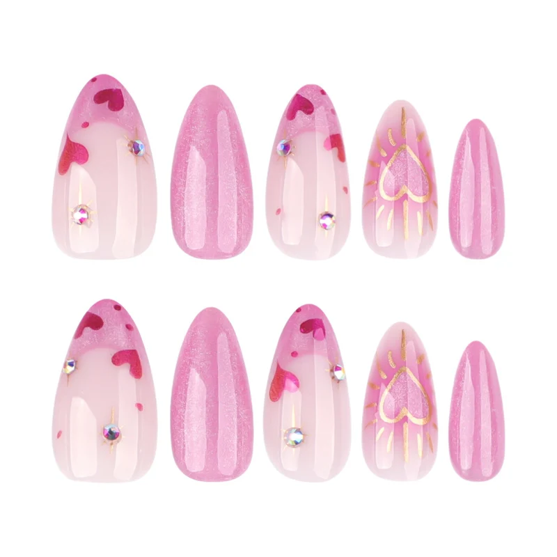 Artful Nail Art with Heart Design and Glitter Stornfield