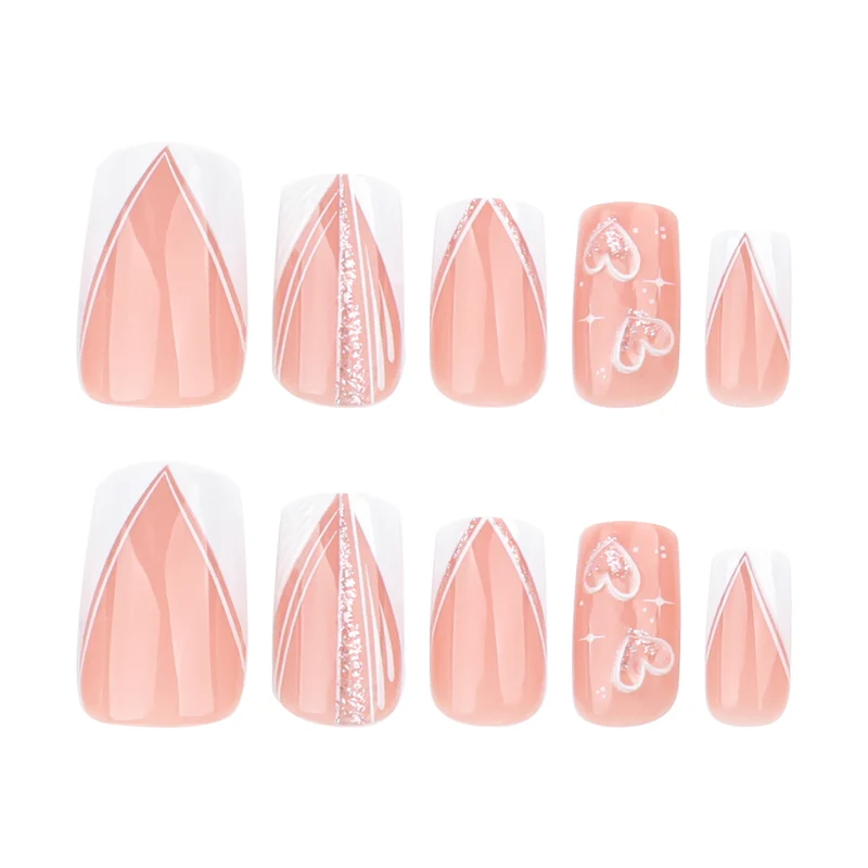 Artful Nail Art with Heart Design and Glitter Effects Stornfield